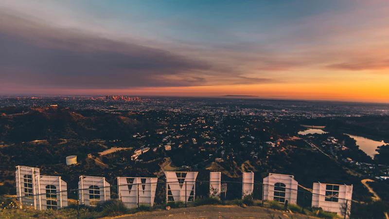 Los Angeles skyline at sunset, a popular long-haul destination from Sydney.